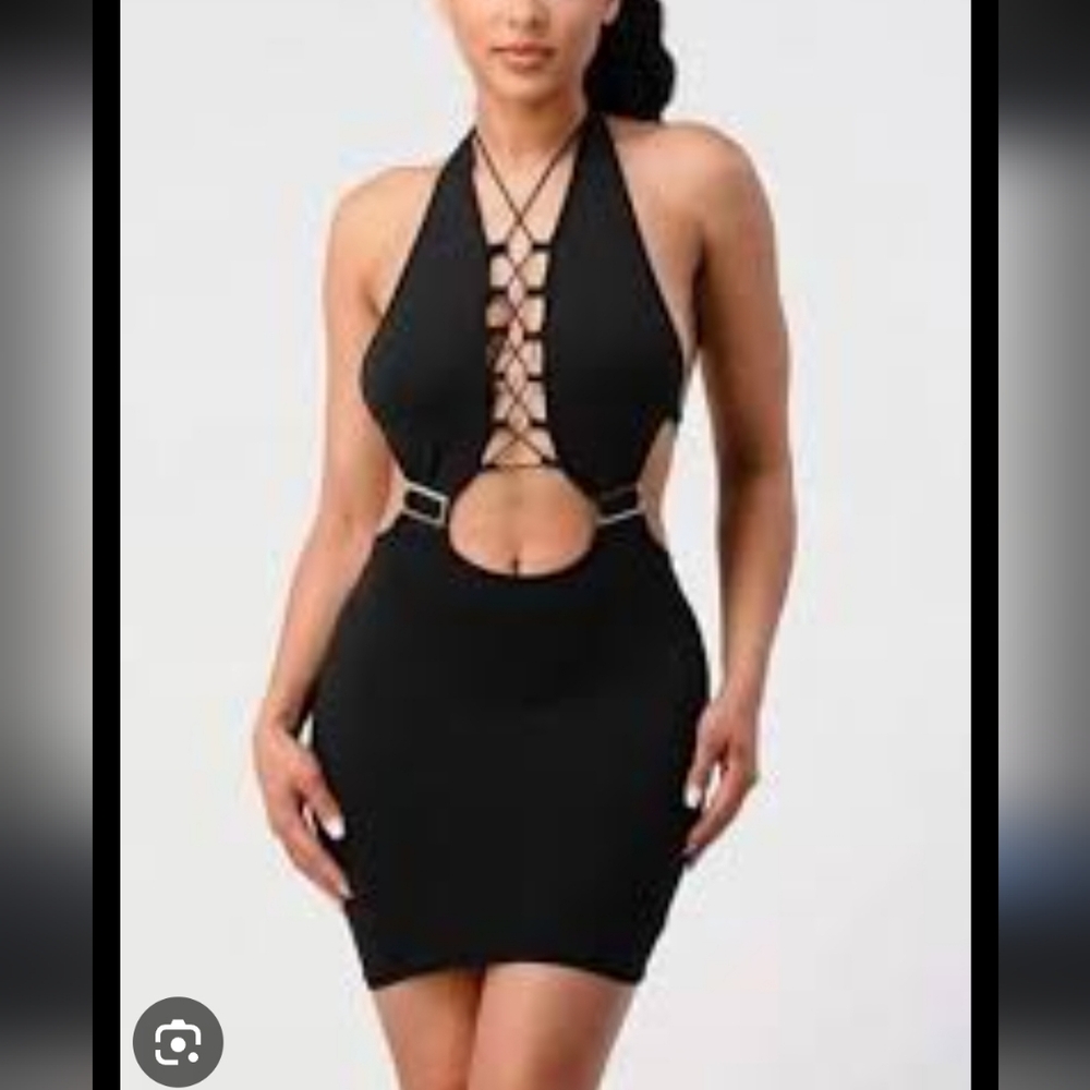 I.AM.GIA Cutout Plunge Lace-Up Mini Dress